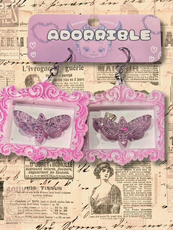 Death’s Head Moth Framed Earrings - Adorrible