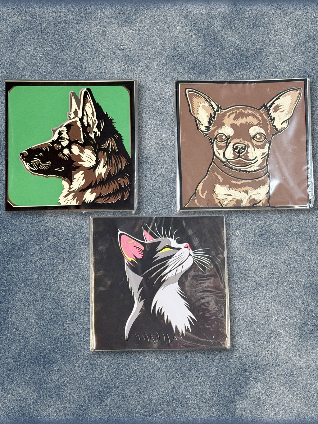 Adorrible dog layered paper 3D art, intricate paper craft with detailed dog design, showcasing textured, multi-layered paper art.