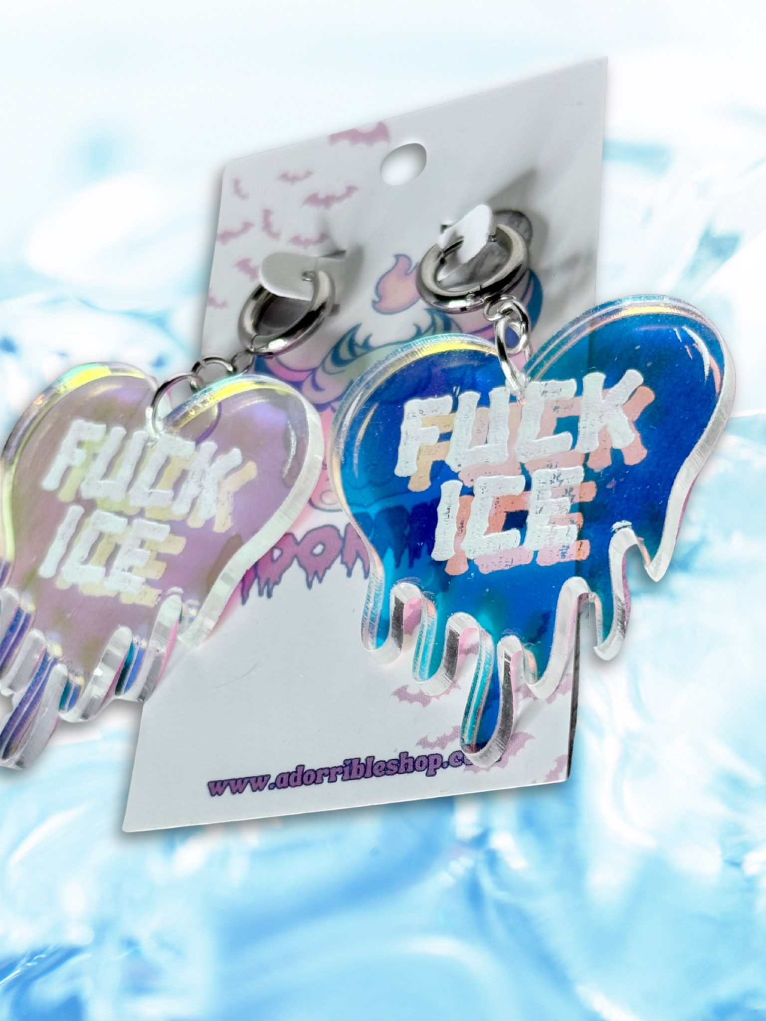 Fuck ICE Melting Heart Dangle Earrings