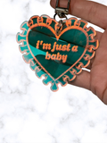 Just a Baby Iridescent Heart Keychain Bag Charm