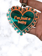 Just a Baby Iridescent Heart Keychain Bag Charm