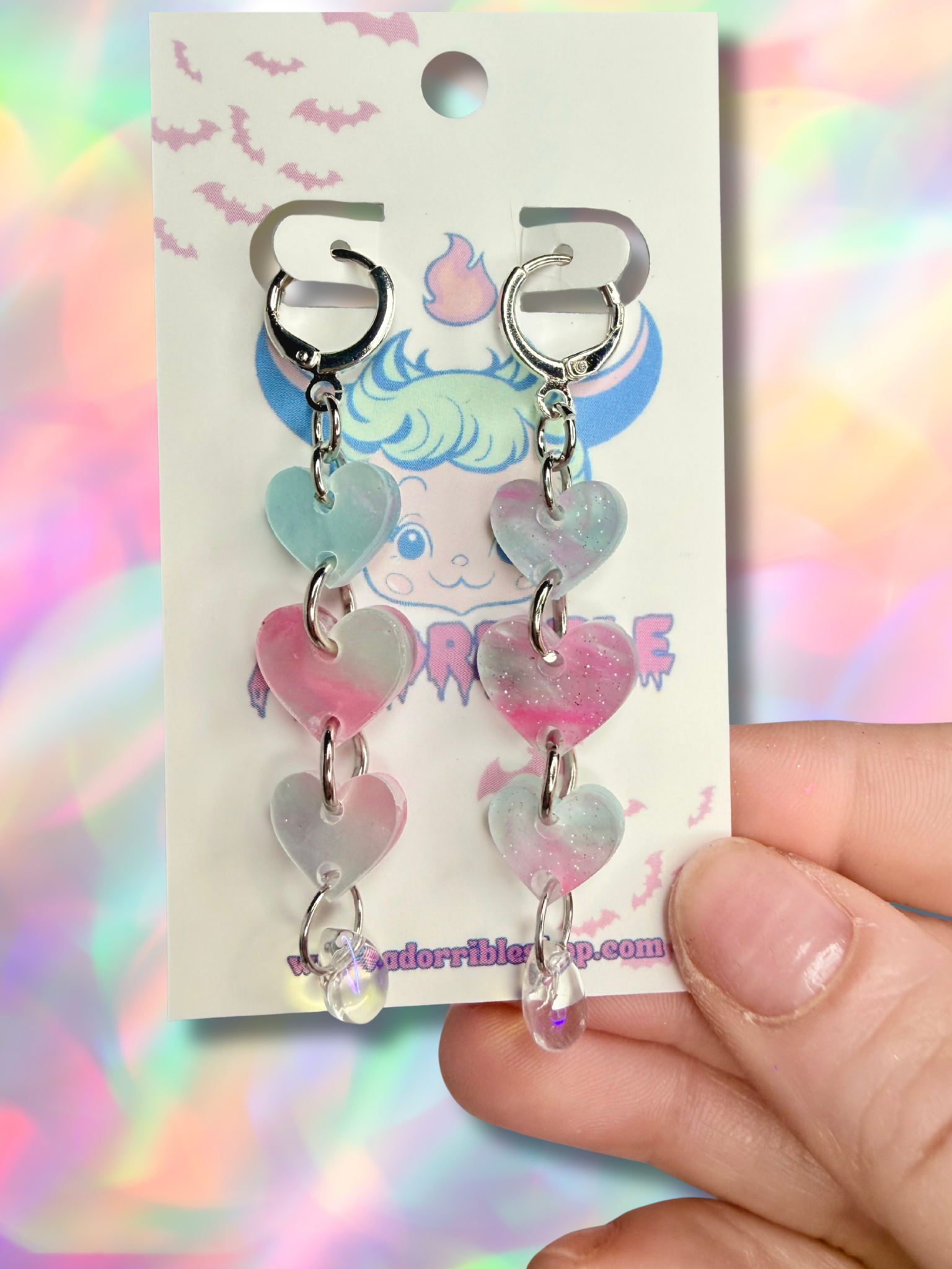 LGBTQ Long Dangle Heart Earrings