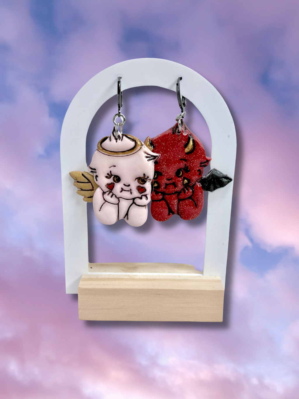 Angel vs Devil Kewpie Baby Doll Earrings - Adorrible