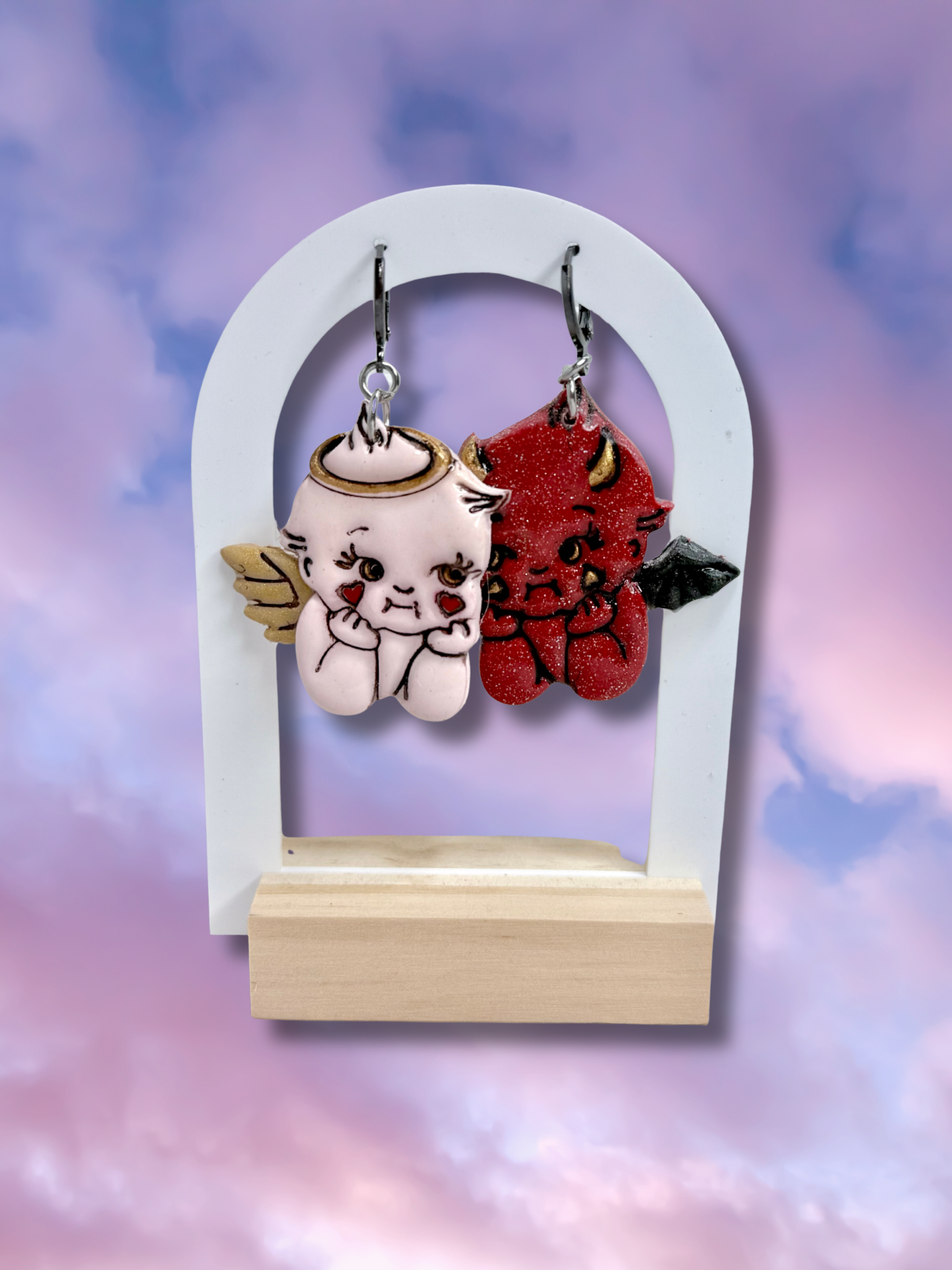 Angel vs Devil Kewpie Baby Doll Earrings - Adorrible