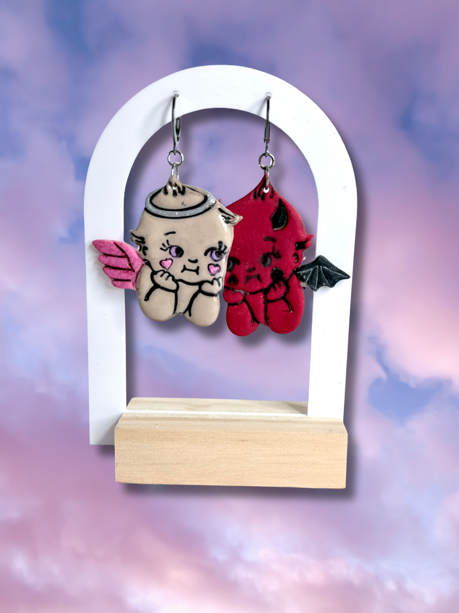 Angel vs Devil Kewpie Baby Doll Earrings - Adorrible