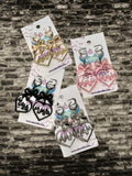Y2K Flaming Heart Bow Dangle Earrings