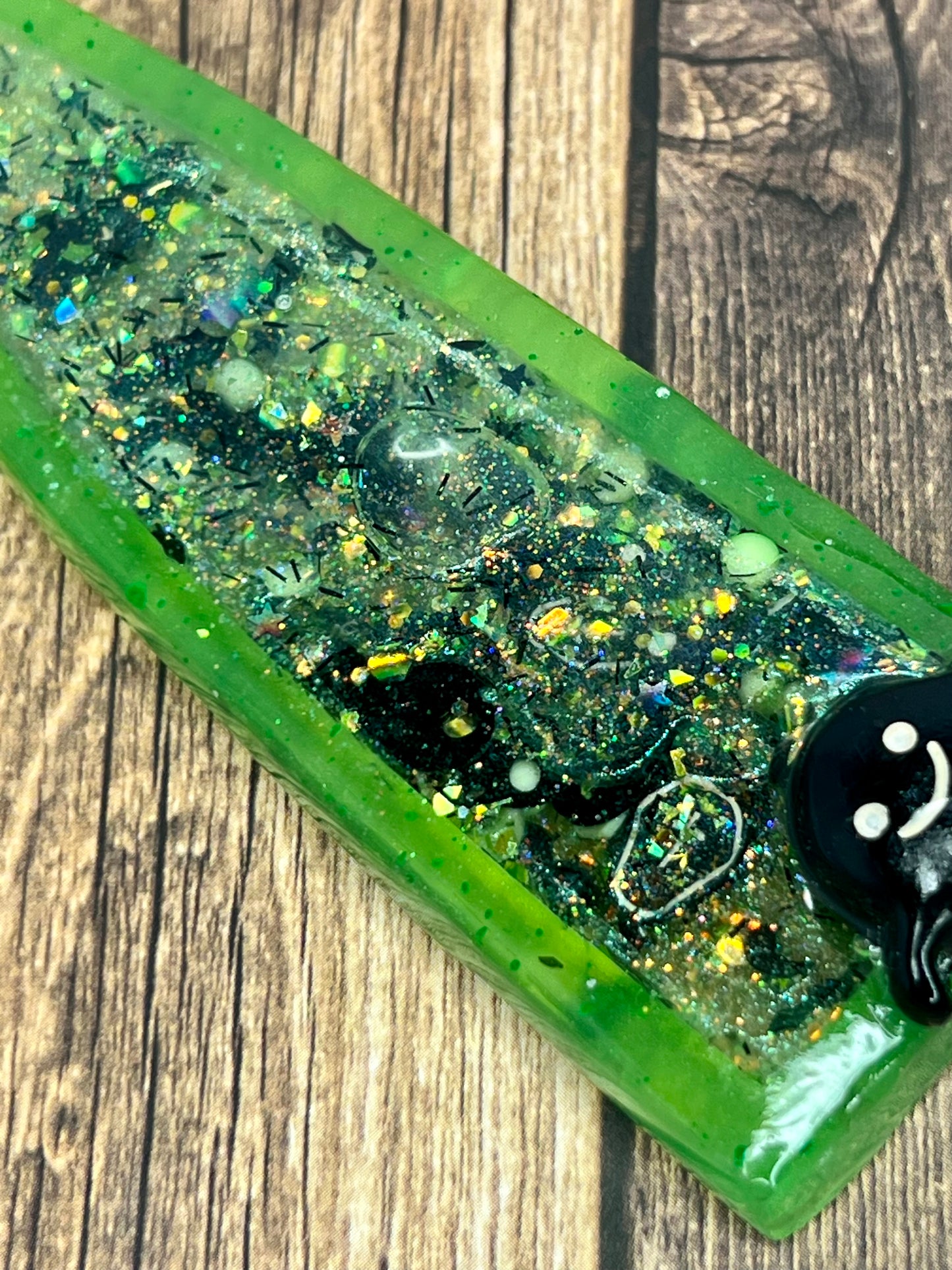 Neon Green Shaker Snow Globe Stress Relief Stim Dagger Decoration