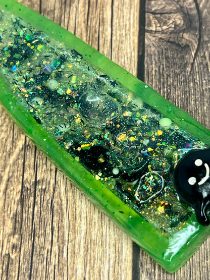 Neon Green Shaker Snow Globe Stress Relief Stim Dagger Decoration