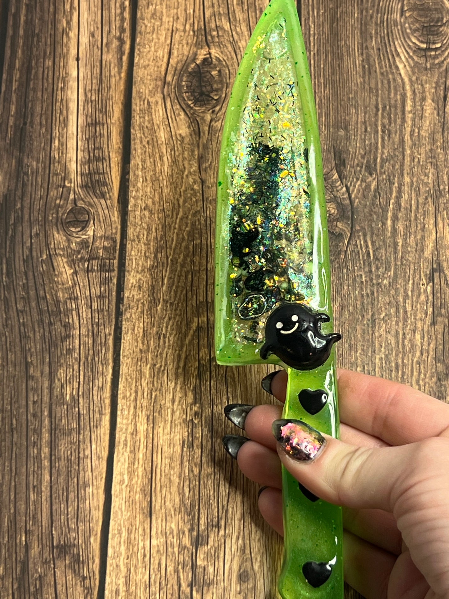 Neon Green Shaker Snow Globe Stress Relief Stim Dagger Decoration