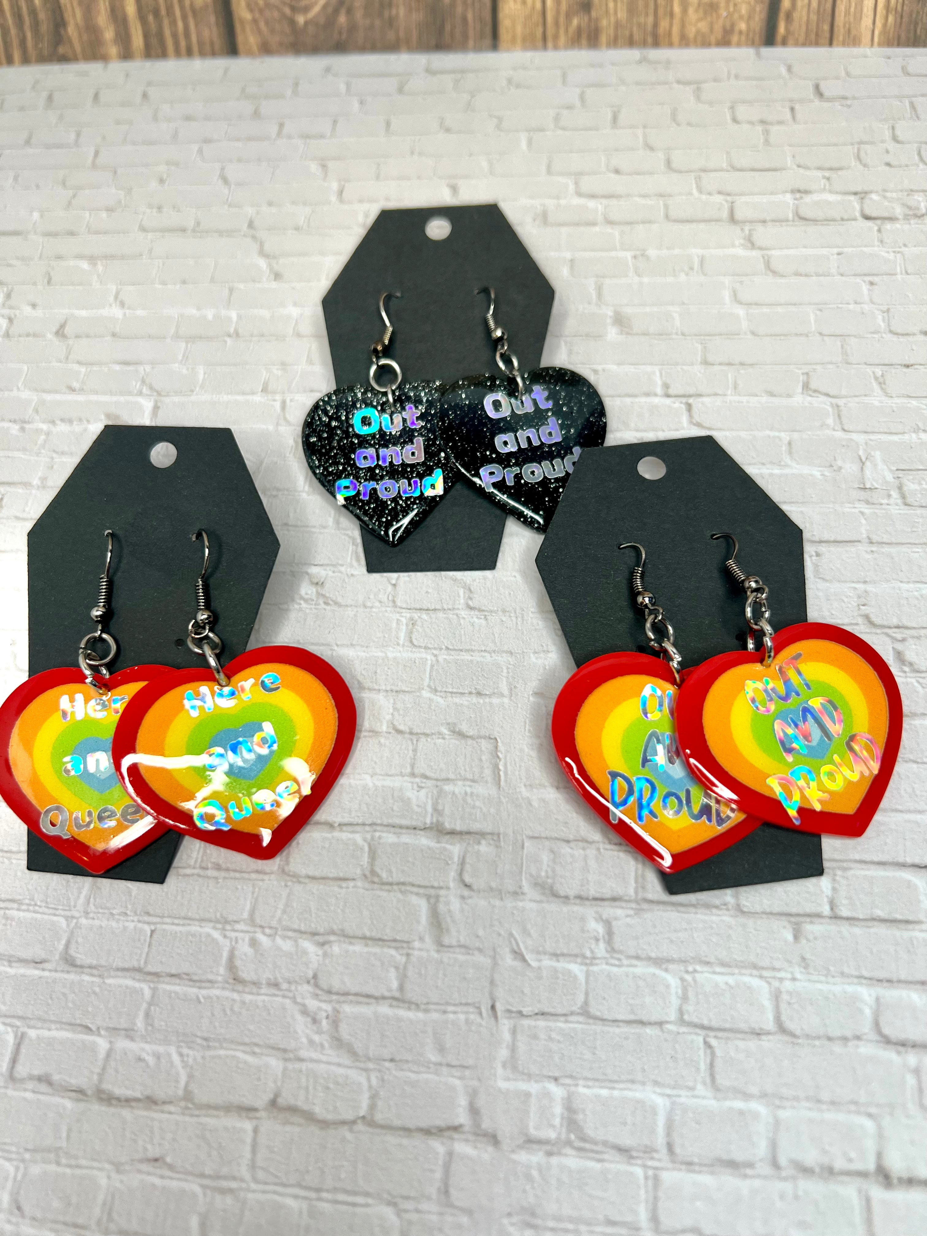 Queer Pride Heart Earrings - Adorrible