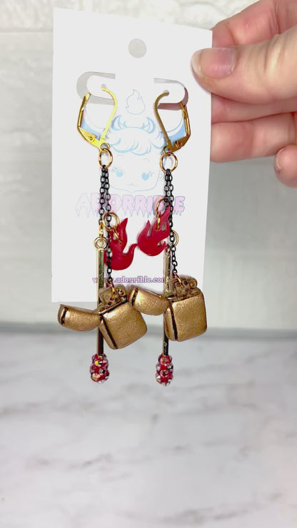 Lighter/Matchstick Long Dangle Earrings