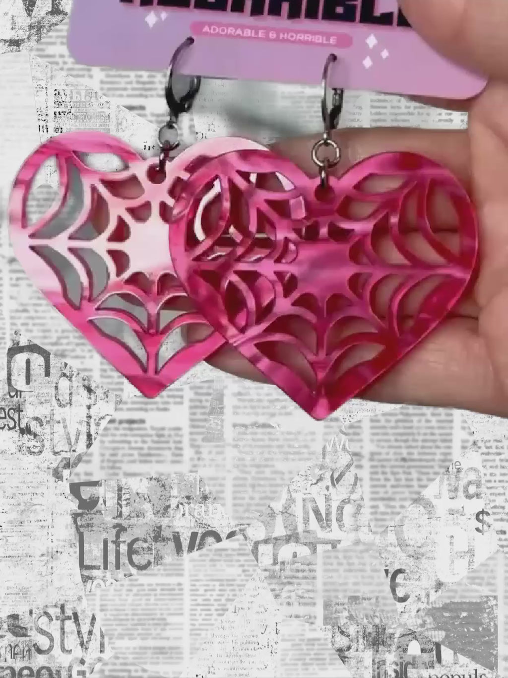 Heart Shaped Spiderweb Earrings