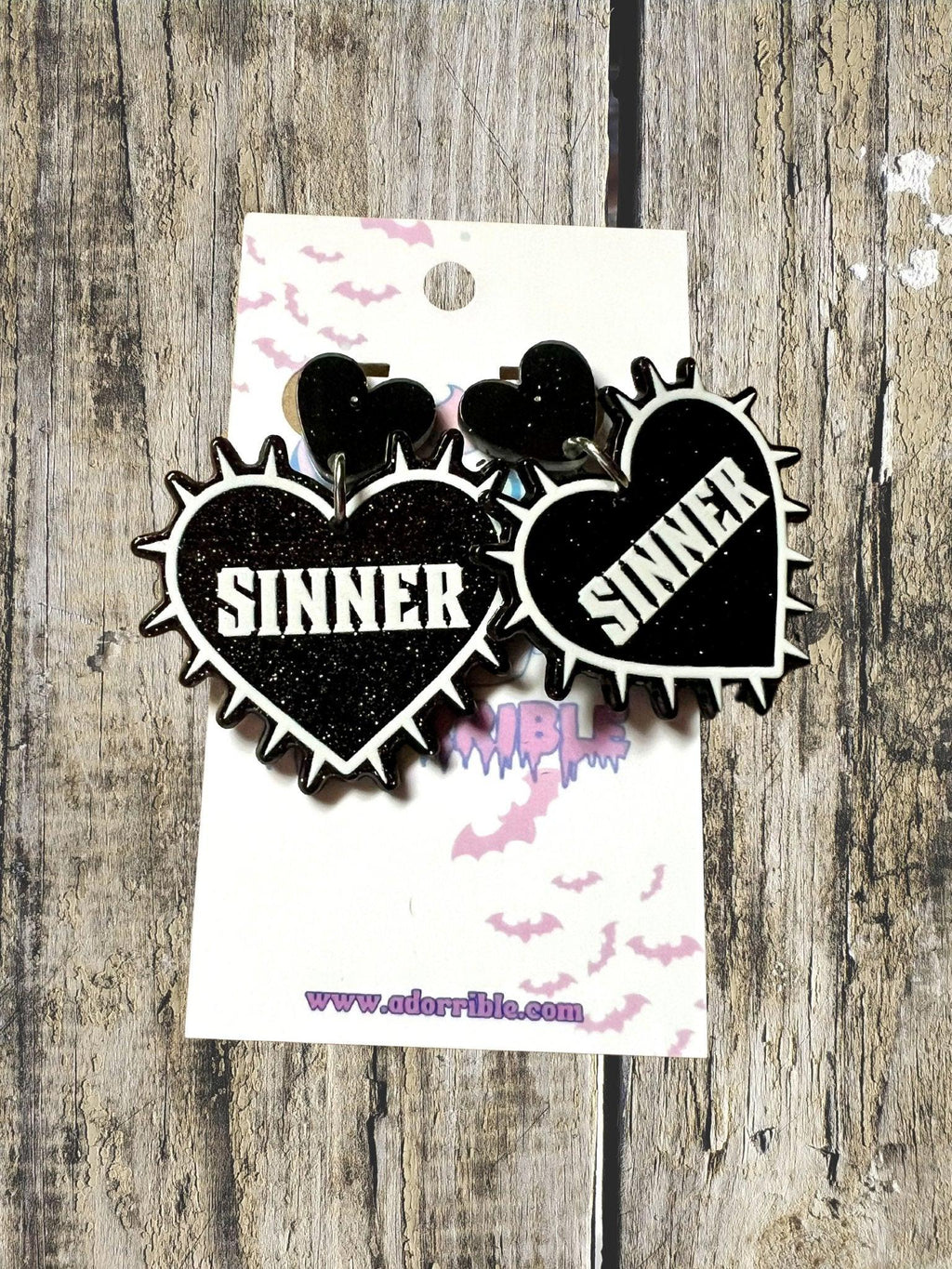 Sinner Spiky Punk Acrylic Earrings.