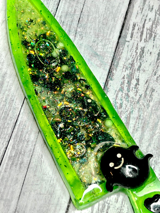 Neon Green Shaker Snow Globe Stress Relief Stim Dagger Decoration